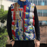 Hawaiian Sea Turtles and Plumeria Sleeveless Puffer Jacket with Lei and Flag Grunge Style LT03 - Polynesian Pride