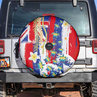 Hawaiian Sea Turtles and Plumeria Spare Tire Cover with Lei and Flag Grunge Style LT03 Multicolor - Polynesian Pride