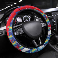 Hawaiian Sea Turtles and Plumeria Steering Wheel Cover with Lei and Flag Grunge Style LT03 Universal Fit Multicolor - Polynesian Pride