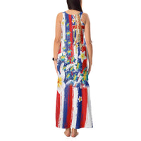 Hawaiian Sea Turtles and Plumeria Tank Maxi Dress with Lei and Flag Grunge Style LT03 - Polynesian Pride