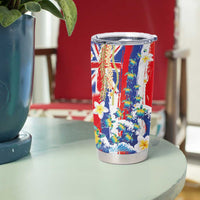 Hawaiian Sea Turtles and Plumeria Tumbler Cup with Lei and Flag Grunge Style LT03 - Polynesian Pride