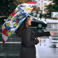 Hawaiian Sea Turtles and Plumeria Umbrella with Lei and Flag Grunge Style LT03 - Polynesian Pride