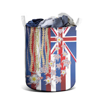 Hawaiian Polynesian Tribal Turtles Laundry Basket with Lei and Flag Style