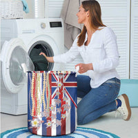 Hawaiian Polynesian Tribal Turtles Laundry Basket with Lei and Flag Style