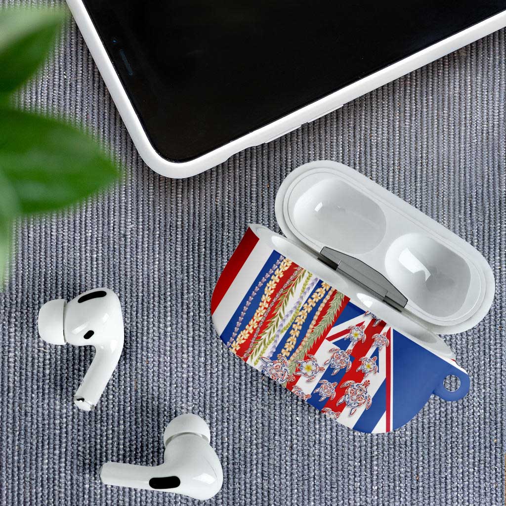 Hawaiian Polynesian Tribal Turtles AirPods Case with Lei and Flag Style
