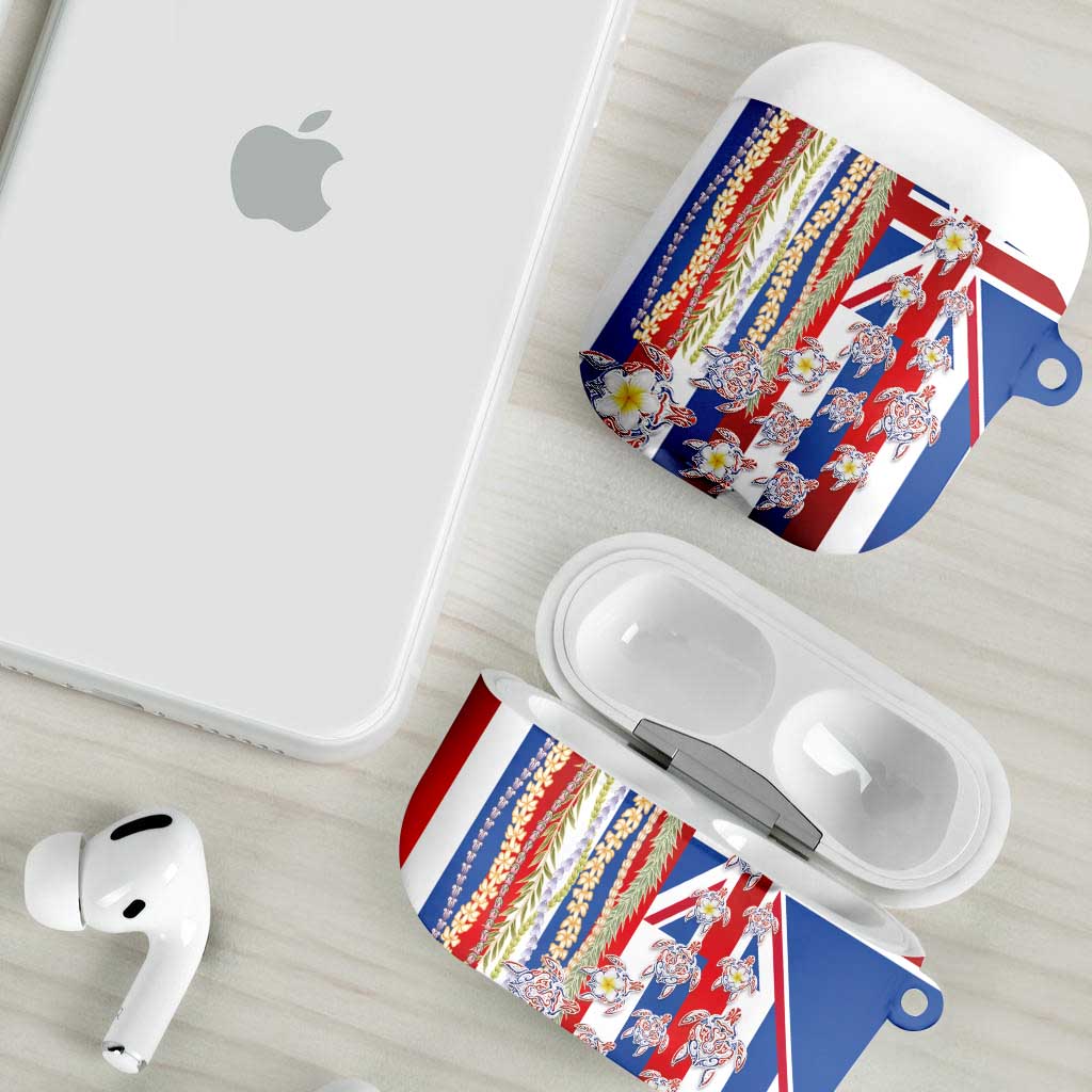 Hawaiian Polynesian Tribal Turtles AirPods Case with Lei and Flag Style