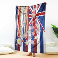 Hawaiian Polynesian Tribal Turtles Blanket with Lei and Flag Style