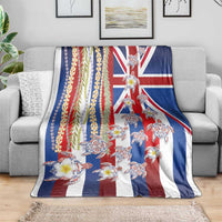 Hawaiian Polynesian Tribal Turtles Blanket with Lei and Flag Style