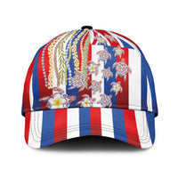 Hawaiian Polynesian Tribal Turtles Classic Cap with Lei and Flag Style