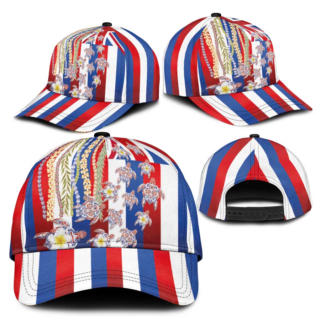 Hawaiian Polynesian Tribal Turtles Classic Cap with Lei and Flag Style