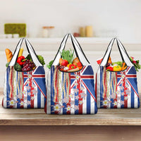 Hawaiian Polynesian Tribal Turtles Grocery Bag with Lei and Flag Style