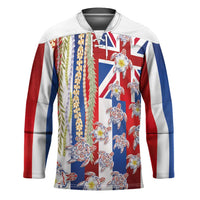 Hawaiian Polynesian Tribal Turtles Hockey Jersey with Lei and Flag Style LT03 Unisex Multicolor - Polynesian Pride