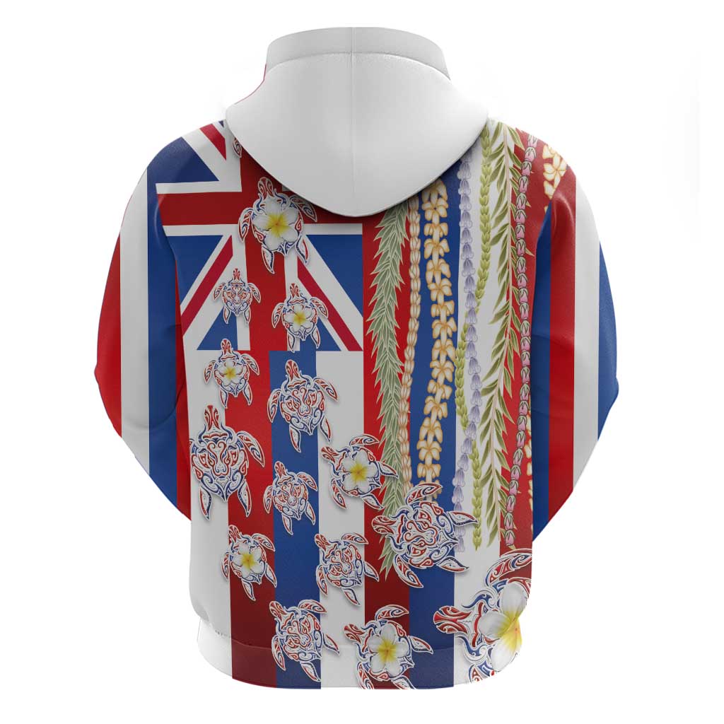 Hawaiian Polynesian Tribal Turtles Hoodie with Lei and Flag Style