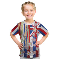 Hawaiian Polynesian Tribal Turtles Kid T Shirt with Lei and Flag Style