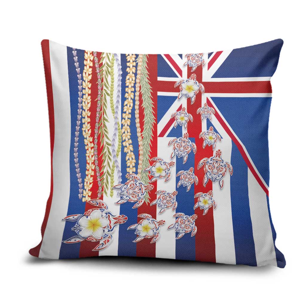 Hawaiian Polynesian Tribal Turtles Pillow Cover with Lei and Flag Style LT03 Multicolor - Polynesian Pride