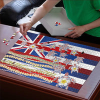 Hawaiian Polynesian Tribal Turtles Puzzle with Lei and Flag Style