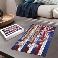 Hawaiian Polynesian Tribal Turtles Puzzle with Lei and Flag Style