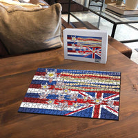 Hawaiian Polynesian Tribal Turtles Puzzle with Lei and Flag Style