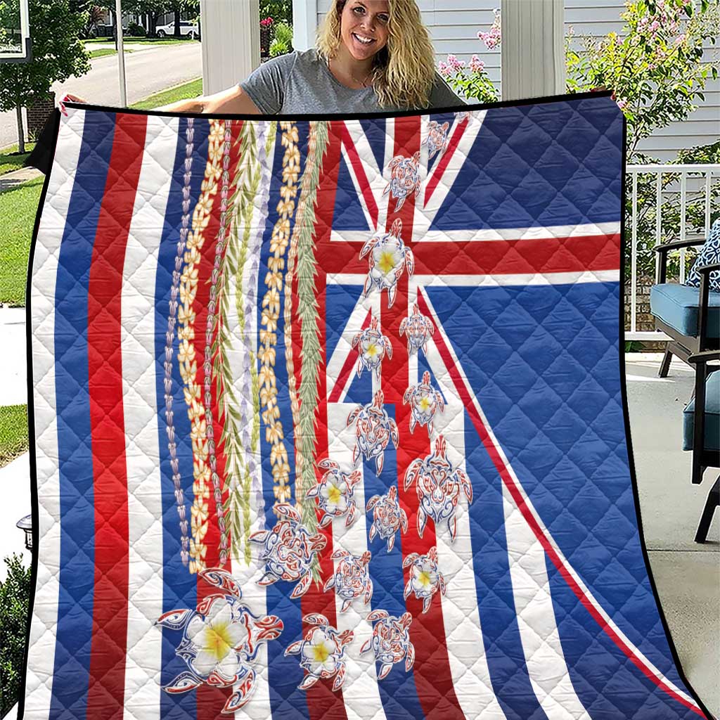 Hawaiian Polynesian Tribal Turtles Quilt with Lei and Flag Style LT03 Multicolor - Polynesian Pride