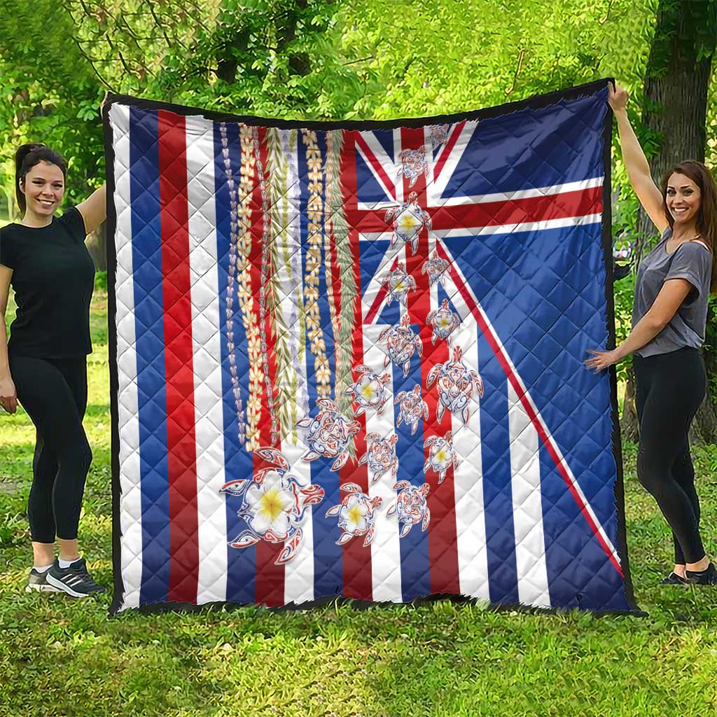 Hawaiian Polynesian Tribal Turtles Quilt with Lei and Flag Style LT03 - Polynesian Pride