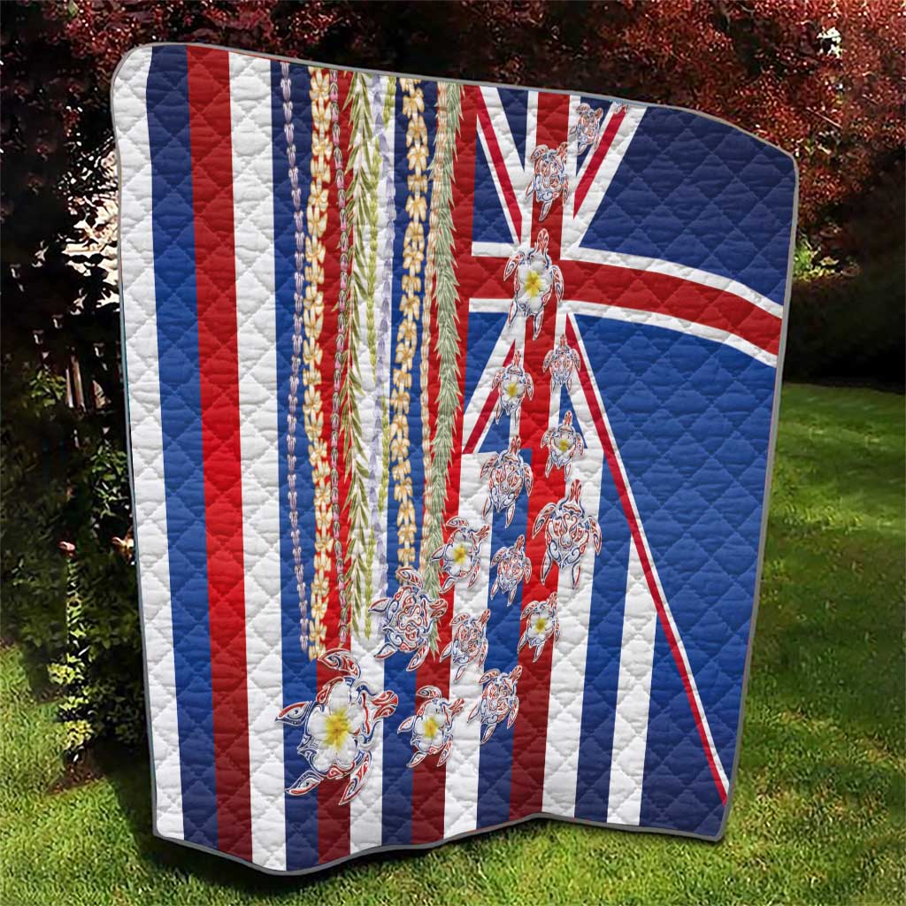 Hawaiian Polynesian Tribal Turtles Quilt with Lei and Flag Style LT03 - Polynesian Pride