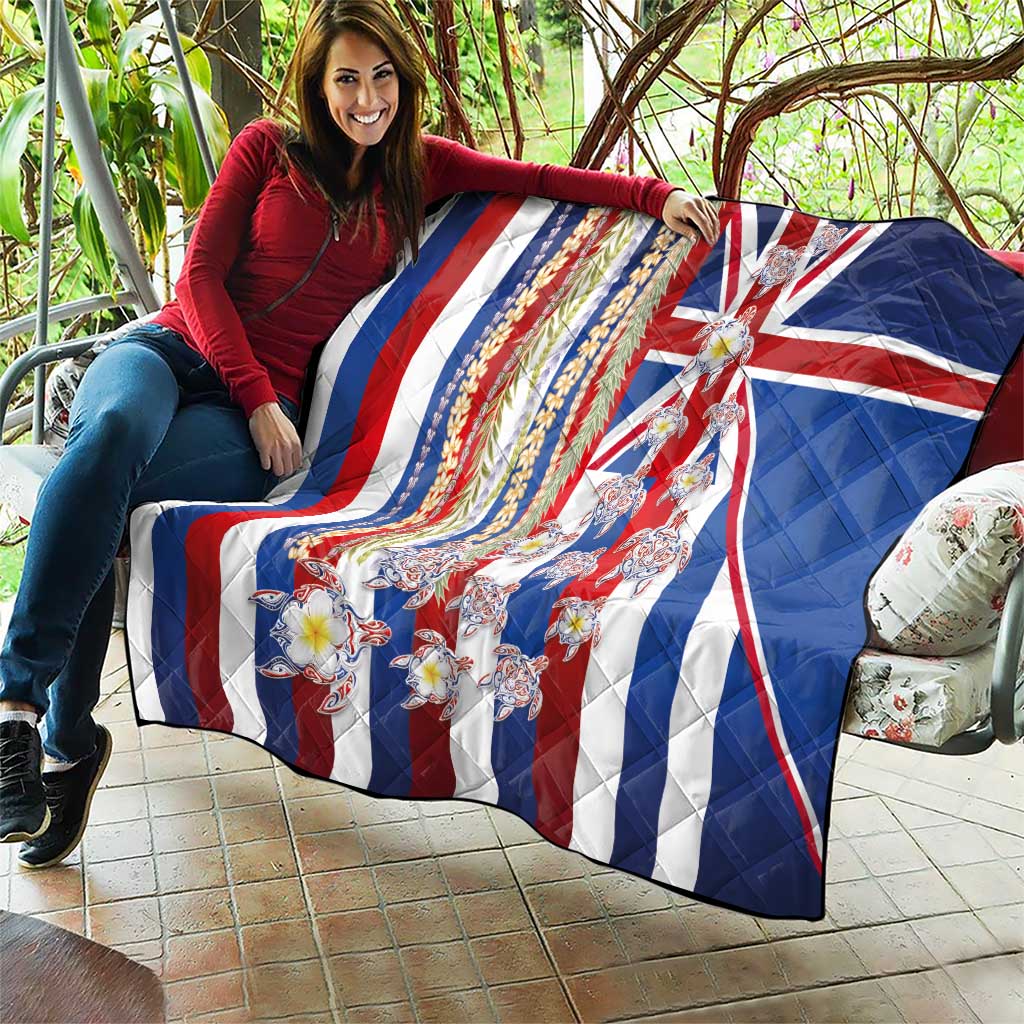 Hawaiian Polynesian Tribal Turtles Quilt with Lei and Flag Style LT03 - Polynesian Pride