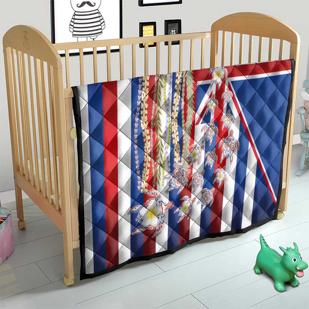 Hawaiian Polynesian Tribal Turtles Quilt with Lei and Flag Style LT03 - Polynesian Pride