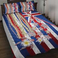 Hawaiian Polynesian Tribal Turtles Quilt Bed Set with Lei and Flag Style