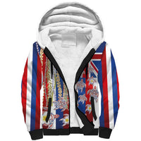 Hawaiian Polynesian Tribal Turtles Sherpa Hoodie with Lei and Flag Style