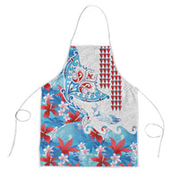 Hawaiian Tribal Manta Ray Apron Kakau Tattoo and Flowers Surfing Waves Pattern Ocean Color