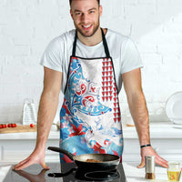 Hawaiian Tribal Manta Ray Apron Kakau Tattoo and Flowers Surfing Waves Pattern Ocean Color