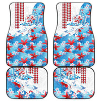 Hawaiian Tribal Manta Ray Car Mats Kakau Tattoo and Flowers Surfing Waves Pattern Ocean Color LT03 - Polynesian Pride