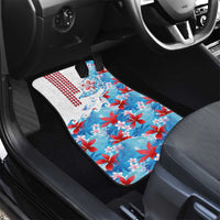 Hawaiian Tribal Manta Ray Car Mats Kakau Tattoo and Flowers Surfing Waves Pattern Ocean Color LT03 - Polynesian Pride