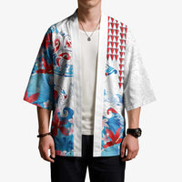 Hawaiian Tribal Manta Ray Kimono Kakau Tattoo and Flowers Surfing Waves Pattern Ocean Color LT03 - Polynesian Pride
