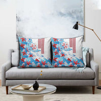 Hawaiian Tribal Manta Ray Pillow Cover Kakau Tattoo and Flowers Surfing Waves Pattern Ocean Color LT03 - Polynesian Pride