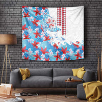 Hawaiian Tribal Manta Ray Tapestry Kakau Tattoo and Flowers Surfing Waves Pattern Ocean Color LT03 Multicolor - Polynesian Pride