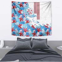 Hawaiian Tribal Manta Ray Tapestry Kakau Tattoo and Flowers Surfing Waves Pattern Ocean Color LT03 - Polynesian Pride
