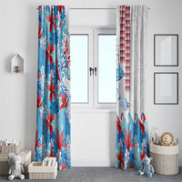 Hawaiian Tribal Manta Ray Window Curtain Kakau Tattoo and Flowers Surfing Waves Pattern Ocean Color LT03 - Polynesian Pride