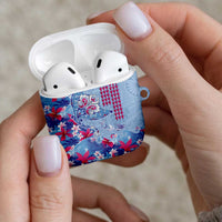 Hawaiian Tribal Manta Ray AirPods Case Kakau Tattoo and Flowers Surfing Waves Pattern Soft Color LT03 - Polynesian Pride