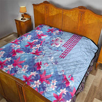 Hawaiian Tribal Manta Ray Quilt Kakau Tattoo and Flowers Surfing Waves Pattern Soft Color