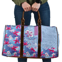 Hawaiian Tribal Manta Ray Travel Bag Kakau Tattoo and Flowers Surfing Waves Pattern Soft Color LT03 Multicolor - Polynesian Pride