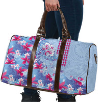 Hawaiian Tribal Manta Ray Travel Bag Kakau Tattoo and Flowers Surfing Waves Pattern Soft Color LT03 - Polynesian Pride