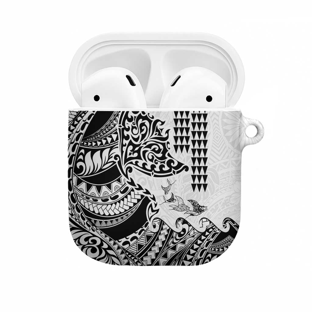 Hawaiian Tribal Manta Ray AirPods Case Kakau Tattoo and Polynesian Art Motif Pattern