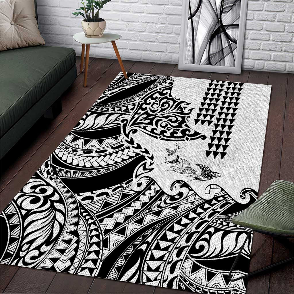 Hawaiian Tribal Manta Ray Area Rug Kakau Tattoo and Polynesian Art Motif Pattern LT03 Multicolor - Polynesian Pride