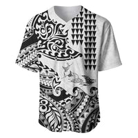Hawaiian Tribal Manta Ray Baseball Jersey Kakau Tattoo and Polynesian Art Motif Pattern