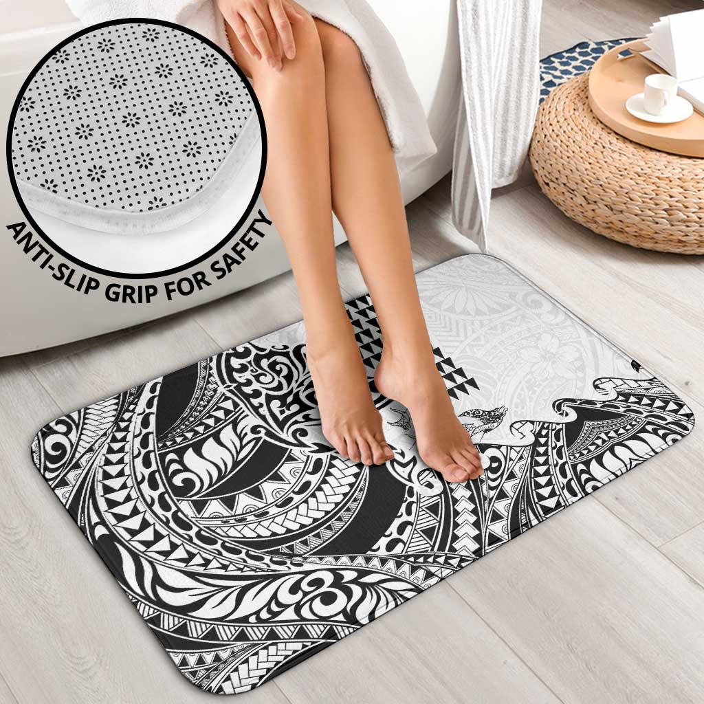 Hawaiian Tribal Manta Ray Bathroom Set Kakau Tattoo and Polynesian Art Motif Pattern