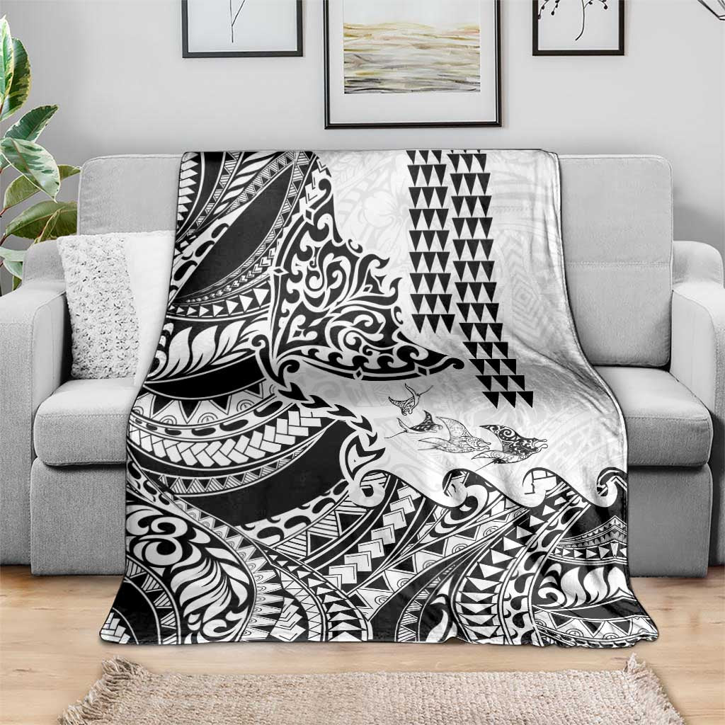 Hawaiian Tribal Manta Ray Blanket Kakau Tattoo and Polynesian Art Motif Pattern LT03 - Polynesian Pride
