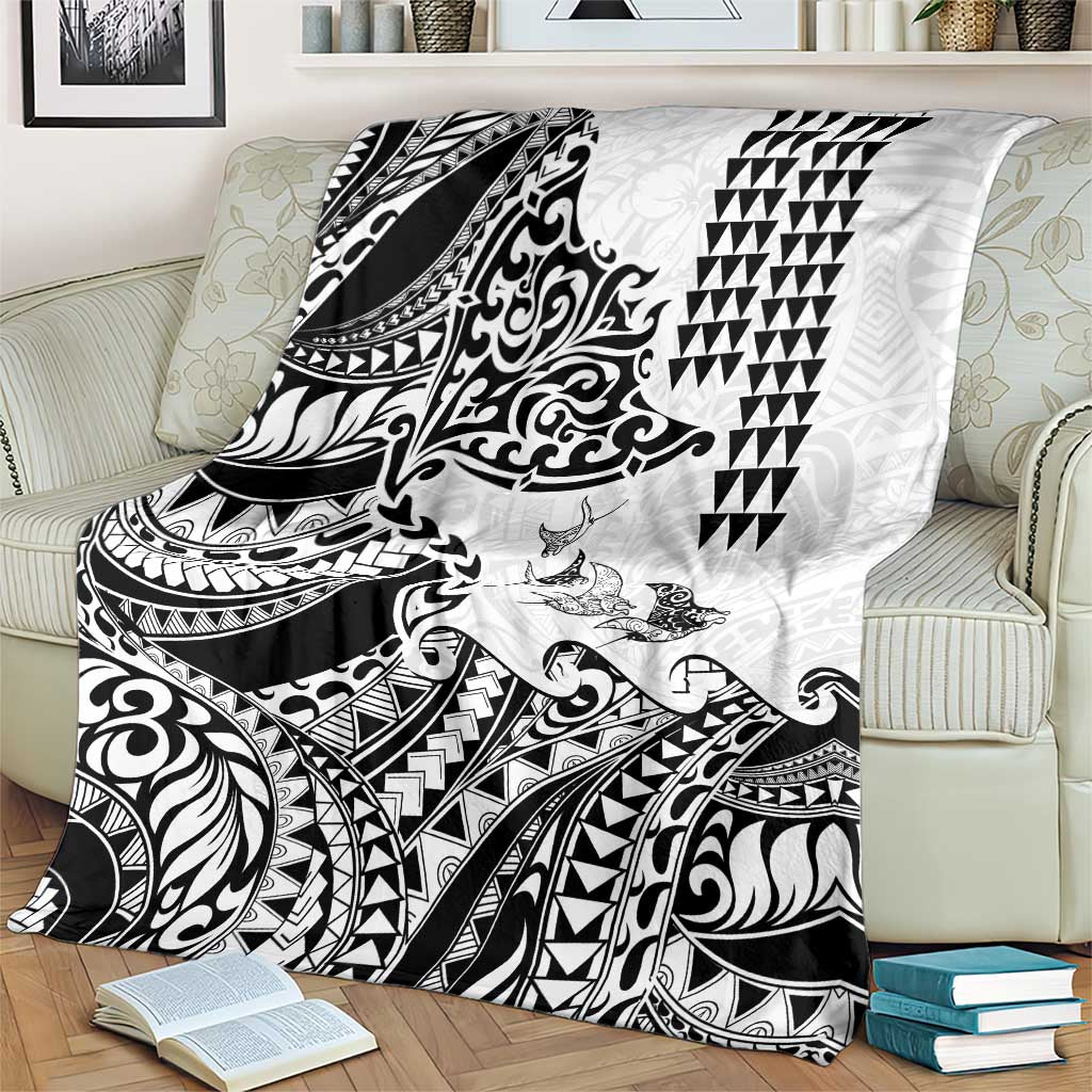 Hawaiian Tribal Manta Ray Blanket Kakau Tattoo and Polynesian Art Motif Pattern LT03 - Polynesian Pride