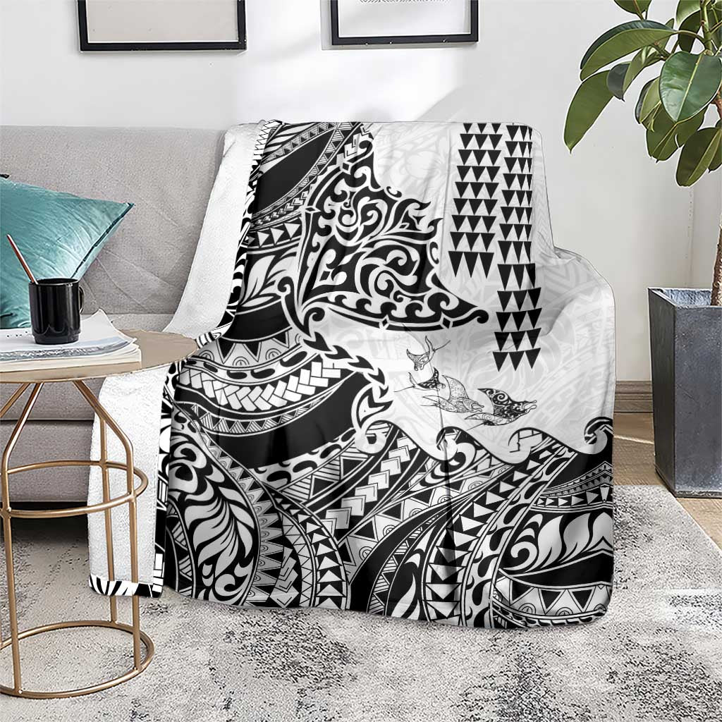 Hawaiian Tribal Manta Ray Blanket Kakau Tattoo and Polynesian Art Motif Pattern LT03 - Polynesian Pride