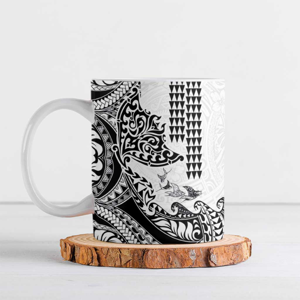 Hawaiian Tribal Manta Ray Ceramic Mug Kakau Tattoo and Polynesian Art Motif Pattern LT03 Multicolor - Polynesian Pride